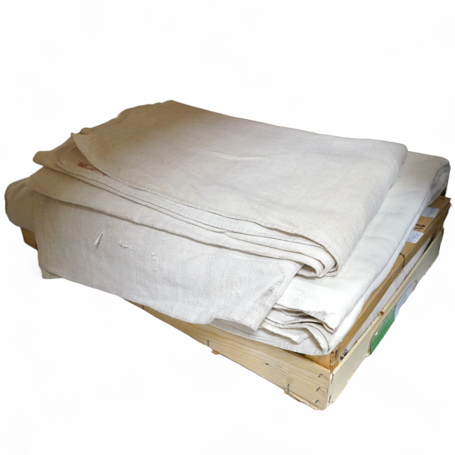 Six plain coarse linen French provincial sheets
